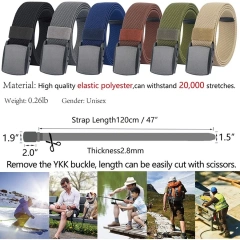 Elastic Belts Stretch Canvas No Metal Plastic Buckle Work Travel Sports Trim Fit Waist Tactical Belt  Premium Adjustable Multifunctional Tactical Girdle Outdoor Duty Hunting Waist Pack Tactical Belt Outdoor tactic Waist Belt