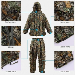 Lightweight Practical 3D Leafy Camo Suits with Storage Bag Ghillie Suits for Men Leaf Camouflage Training Hunting Ghillie Suit Jungle Hunting Camo Ghillie Suit 3D Leaf with Zippers and Pockets Lightweight Breathable Outdoor Hunting Camouflage Clothing