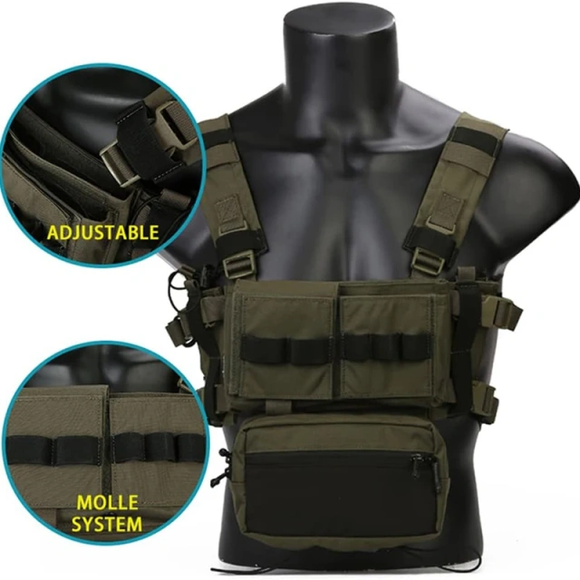 Customized Tactical Gear Vest Chest Rig Tactical Micro Vest for Hunting Camouflage Tactical Modular Chest Rig Customized Tactical Chest Mini Rig Vest Good Quality Tactics Chest Rig Training Mini Rig with Pouch