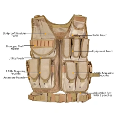Adjustable 600D Encryption Polyester Camo Tactical Vest Outdoor Training Vest Lightweight Assault Vest for TrainingTraining Vest  Nylon Shooting Hunting Adjustable Training durable outdoors security Training vest