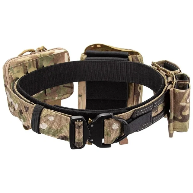 High Quality Multifunctional Camping Tactical Belt with Medical Bag Dump Pouch Set Quick Release Nylon Training Tactical Belt  Wear-resistant Adjustable Training durable Stretch Belts Durable Men Nylon Elastic Casual Wear Comfort Tactical Belt