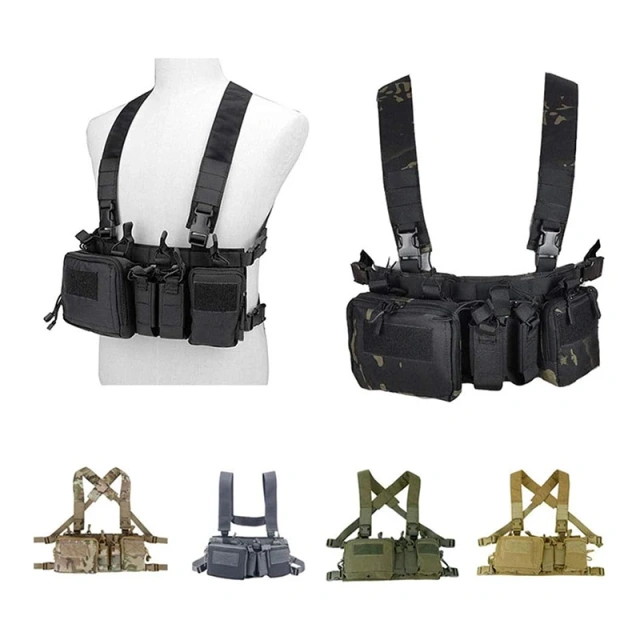 Hot Sale Tactical Chest Rig for Outdoor Tactical Camouflage Chest Rig Heavy Duty Molle Tactical Chest Rig Vest Lightweight Tactical Gear Vest Protective Tactical Chest Rig Tactical Chest Rig With Mag Pouch MOLLE Hunting Vest