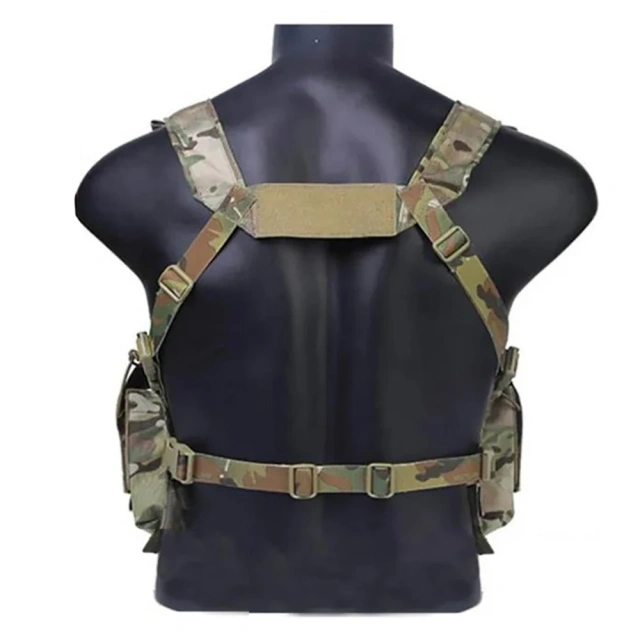 Camouflage Tactical Vest Rig with Magazine Pouch Tactical Vest Chest Rig Tactical Chest Training Vest for Hunting Tactical Accessories Chest Rig CAMO Micro Chest Rig with Magazine Pouches Camo Harness Tactical Vest