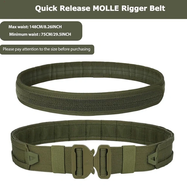 High Duty Multi-functional Tactical Belt Quick Release Rigger Belt Mountaineering Quick-release Buckle Heavy Duty Belts  Wear-resistant Durable Adjustable Sports Training Duty Belt Wear-resistant Utility Stiffened Web Tactical Belts