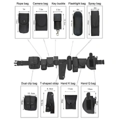 Adjustable Tactical Training Security Duty Belts Multifunctional Flashlight Pouch Sets Utility Belt Hunting Oxford Cloth Belt  Heavy Duty Wear-resistant Lightweight Metal Buckle Durable Tactical Belts Men Nylon Web Tactical Belt