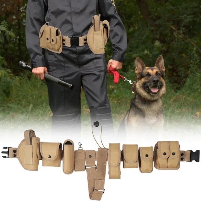Outdoor Modular Equipment Security Utility Practical Tactical Belt with Components Pouches Bags Holster for Security Hunting   Adjustable Tactical multifunctional Wear-resistant Belt Heavy Duty Nylon Ratchet Automatic Buckle Adjustable Belt