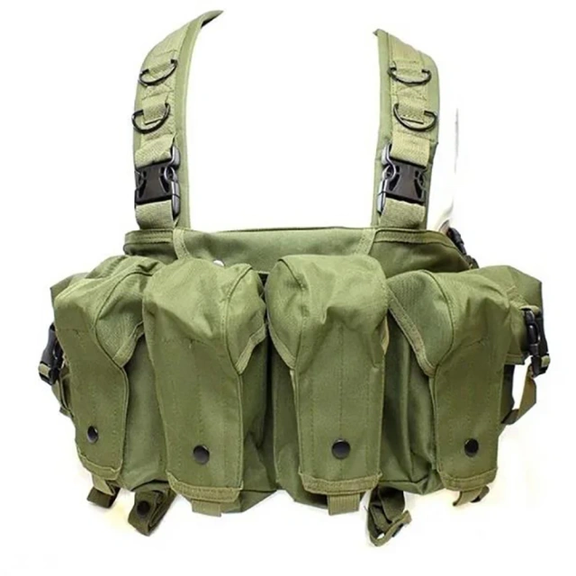 Tactical Equipment Chest Rig Vest Tactical Carrier Chest Rig with Magazine Pouch Outdoor Tactical Hunting Vest Multi-Purpose Tactical Chest Rig Light Weight Camouflage Tactical Chest Rig Men's Tactical Chest Rig with Molle Pouch Bags