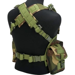 Best Selling Woodland Tactical Vest Chest Bag Multifunctional Tactical Chest Rig Outdoor Hunting Vest Chest Rig Nylon Tactical Molle Chest Rig with Mag Pouches Modular Micro Tactical Vest for Hunting Training