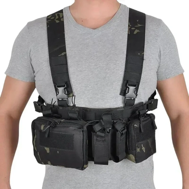 Wholesale Tactical Accessories Chest Rig Men Nylon Molle System Chest Rig Tactical Vest Tactical Rig Harness Good Quality Micro Tactical Chest Rig Multi-function Tactical Chest Rig Vest Outdoor Camouflage Harness Chest Rig