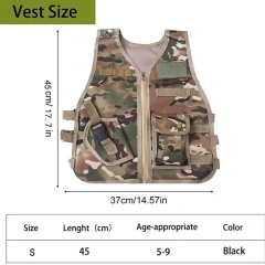 Hot Selling Kids Training Vest Adjustable Nylon Tactical Vest Outdoor Game Tactical Hunting Vest for Children  high-quality Durable Wear-resistant Light Chest Rig Training Adjustable Training durable outdoors security Training vest