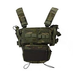Woodland Tactical Modular Chest Rig Vest for Training Tactical Modular Vest With Mag Pouch Tactical Micro Chest Rigs Hot Sale Tactical Chest Rig for Outdoor Tactical Camouflage Chest Rig Heavy Duty Molle Tactical Chest Rig Vest