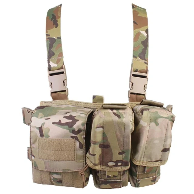 Tactical Equipment Chest Rigs Multi-pockets Tactical Pouch Chest Rig Outdoor Nylon Tactical Chest Harness Vest military Tactical Chest Pack Tactical Molle Chest Rig with Multi-Pockets Mag Pouch Training Tactical Vest