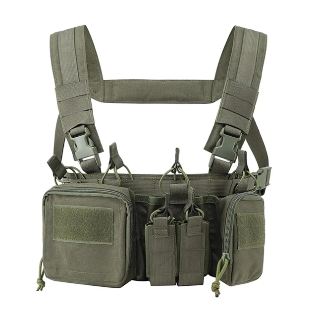 Customized Hunting Apparel Nylon Tactical Chest Rig Vest with Magazine Pouch Molle System Tactical Chest Rig Tactical Equipment Chest Rig Vest Tactical Carrier Chest Rig with Magazine Pouch Outdoor Tactical Hunting Vest