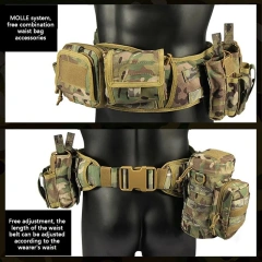 Premium Adjustable Multi-functional Camouflage Training Waist Outdoor Belt Multi Functional Carrying Equipment Waist Belt  High Quality Sports Training Heavy Duty Quick-Release Wear-resistant Lightweight Belt Stiffened  Nylon Tactical Belt