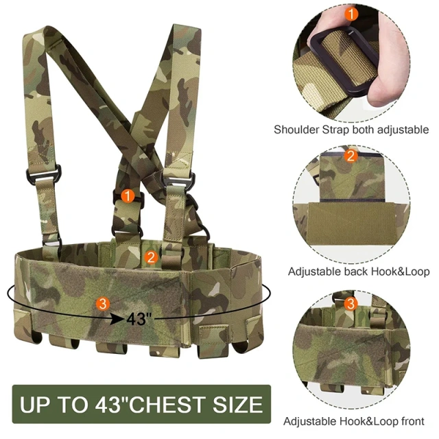 Tactical Chest Rig Lightweight Tactical Carry Chest Rig Vest With Elastic Magazine Pouch Tactical Gear Chest Rig Heavy Duty Camouflage Tactical Chest Vest Rig Hanging Tactical Chest Rig Outdoor Harness Tactical Rig Vest