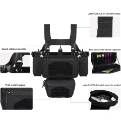 Outdoor Tactical Chest Mini Rig Multifunctional Adjustable Tactical Vest with Mag Pouches Camo Tactical Vest Rig Tactical Chest Pack Tactical Molle Chest Rig with Multi-Pockets Mag Pouch Good Quality Tactical Rig Vest