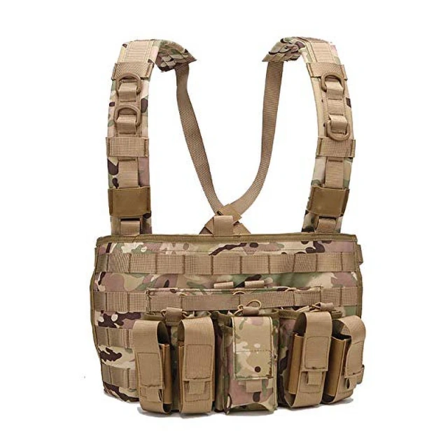 Outdoor Tactical Gear Molle Vest Pouch Bag Carrier Camouflage Tactical Chest Rig Heavy Duty Tactical Chest Rig Vest Hot Sale Detachable Adjustable Molle Tactical Chest Rig Vest Lightweight Tactical Chest Rig for Hunting Tactical Vest
