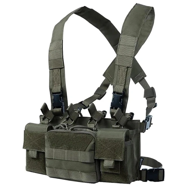 Tactical MOLLE Chest Rigs with Magazine Pouch Harness Tactical Chest Rigs for Hunting Tactical Plate Carrier Vest Tactical Chest Pouches Rig with Mag Pouch Tactical Vest for Chest Multifunctional Tactical Hunting Modular Rig Vest
