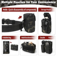 Adjustable Outdoor Quick Release Tactical Heavy Duty Belt Quick-release Buckle High Density Material Tactical Waist Belt  Premium Outdoor Hunting Gadget Pouch Waist Bag Adjustable Padded sport enthusiasts Duty Belts Tactical Utility with Holster