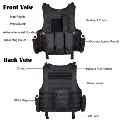 New Style Training Vest High Quality Tactical Vest Outdoors Breathable Adjustable Tactical Vest for HuntingHot selling multifunctional Wear-resistant outdoors Breathable Paintball Vest Training