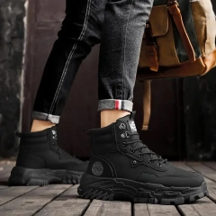 Men's Tactical high top casual boots outdoor workwear boots breathable Oxford multifunctional non slip thick sole boot Hiking Oxford Men Sneakers Deals Casual Shoes Sports and Tactical Wear-resistant Non-slip Wear-resistant Ankle Fabric boot