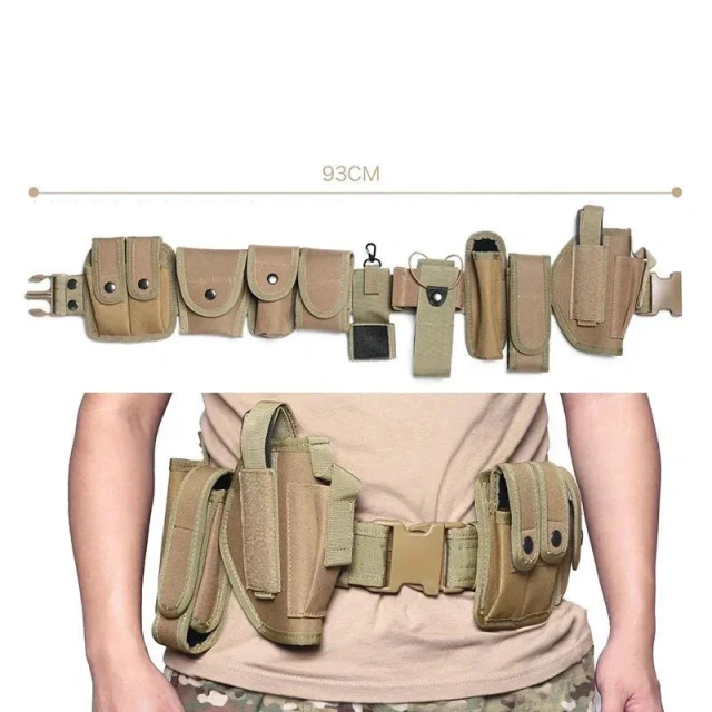 Multifunctional Security Training Belts Outdoor Tactical Training Utility Kit Duty Practical Belt with Pouch Supplies  Wear-resistant Lightweight Tactical Web Belt Casual Nylon Webbing with No Metal Buckle Tactical Training Web Belt