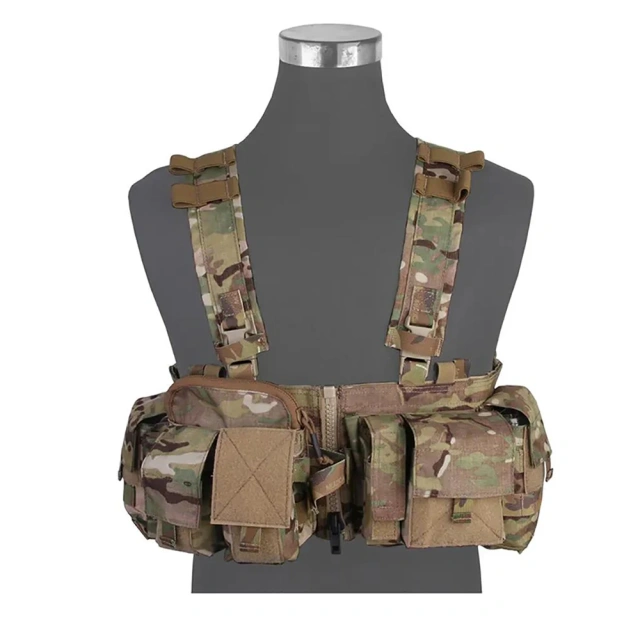 Custom Tactical Chest Rigs with Magazine Pouch Heavy Duty Camo Harness Tactical Vest Durable Tactical Chest Rig military Tactical Chest Rig Harness Outdoor Tactical Camouflage Chest Rig Heavy Duty Tactical Pouches Chest Rig