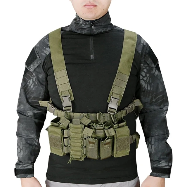 Tactical Gear Chest Rig Vest Bag Tactical Vest Chest Rig with Magazine Pouch Heavy Duty Molle Tactical Vest Custom Tactical Chest Rigs Tactical Chest Hanging Vest with Magazine Pouch Camouflage Molle Chest Rigs