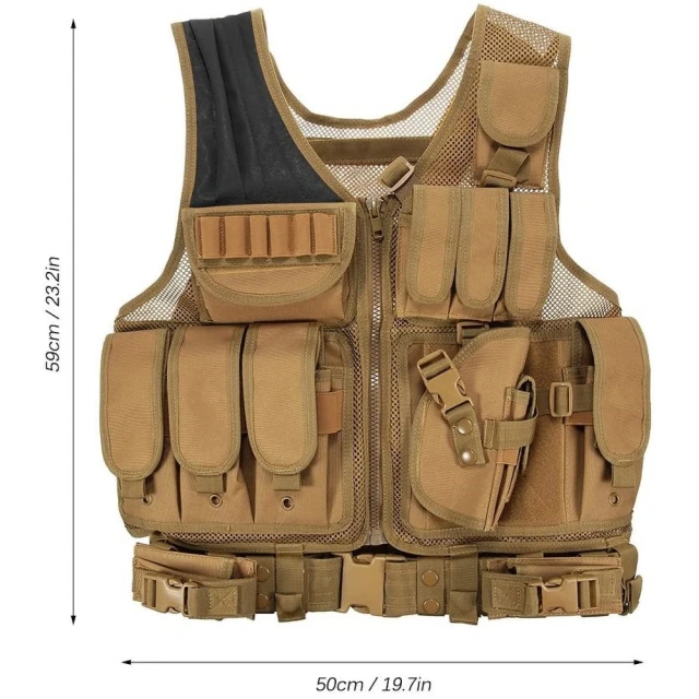 Wholesale Customized Outdoors Training Hunting Vest Breathable Tactical Vest Adjustable Assault Multifunctional Training Vest  Training outdoors Breathable Vest for Outdoor Hunting Assault Training 600D encrypted Nylon Fabric