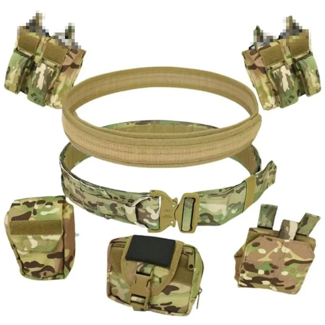 Adjustable Strap Outdoor Belt Set Multi Functional Combination Waist Seal Nylon Detachable and Adjustable Tactical Belt  Reversible Ratchet Belt Wear-resistant Lightweight Nylon Web Golf Tactical Belt with Automatic Slide Buckle