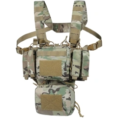 Tactical Chest Rig Adjustable Detachable Molle Chest Rigs with Mag Pouch Camouflage Tactical Vest Chest Rig Tactical Gear Chest Rig Heavy Duty Tactical Vest MOLLE Chest Rigs Utility Tactical Chest Rig with Dangler Pouch
