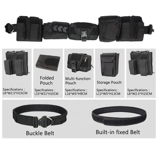 Premium Training Multifunctional Tactical Waist Belt Wear-resistant Duty Tactical Waist Equipment Outdoor Hunting Girdle Pouch  Wear-resistant Adjustable Men Rigger Nylon Web Work Belt with Quick Release Buckle Adjustable Tactical Belt