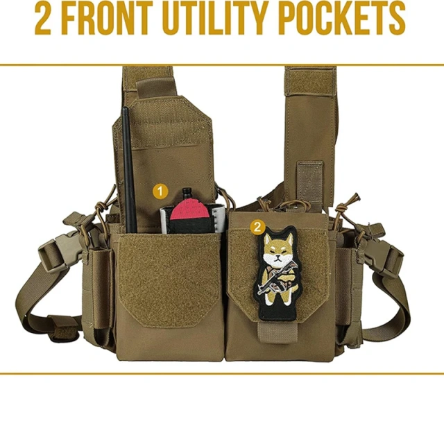 Customized Outdoor Tactical Vest Chest Rig Tactical Chest Rig Adjustable Detachable Tactical Molle Chest Rigs Hot Selling Camouflage Tactical Gears Chest Rig Good Quality Tactical Chest Rig Heavy Duty Tactical Chest Rig Vest