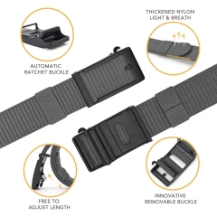 Wholesale Durable Ratchet Belts Nylon Web Belts Casual with Automatic Buckle Adjustable Golf Tactical Nylon Belt  Wholesale wear-resistant tactical belt Premium safety duty multifunctional tool kit outdoor mountaineering training belt