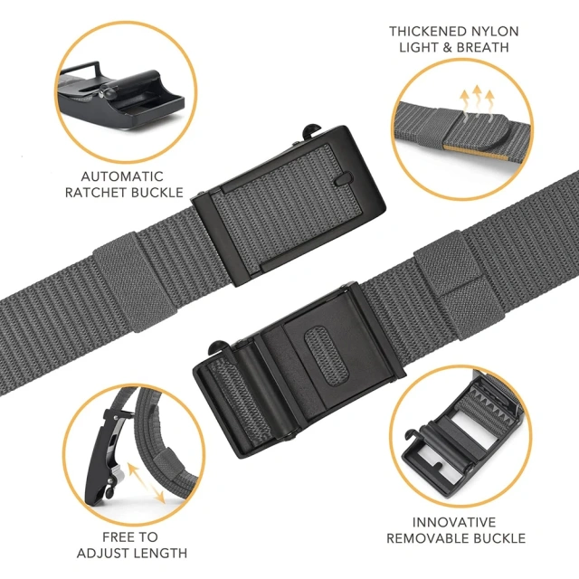 Wholesale Durable Ratchet Belts Nylon Web Belts Casual with Automatic Buckle Adjustable Golf Tactical Nylon Belt  Wholesale wear-resistant tactical belt Premium safety duty multifunctional tool kit outdoor mountaineering training belt