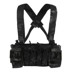 Lightweight Tactical Carry Chest Rig Multifunctional Tactical Chest Hanging Vest with Pouch Hunting Accessories Harness Tactical Rig Vest Heavy Duty Camo Tactical Rig Multipurpose Tactical Chest Rig