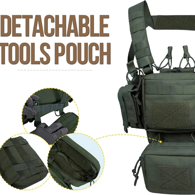 Field Equipment Tactical Vest Adjustable Detachable Tactical Molle Chest Rigs with Mag Pouch Durable Tactical Chest Rig Field Equipment Tactical Vest Adjustable Detachable Tactical Molle Chest Rigs with Mag Pouch Durable Tactical Chest Rig