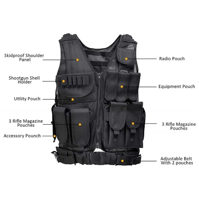 High Quality Encryption Polyester Tactical Gear Vest Adjustable Training Tactical Vest Lightweight Assault Vest  high-quality Durable Waterproof Training Chest Rig stab-proof Sports Training vest Assault Vest