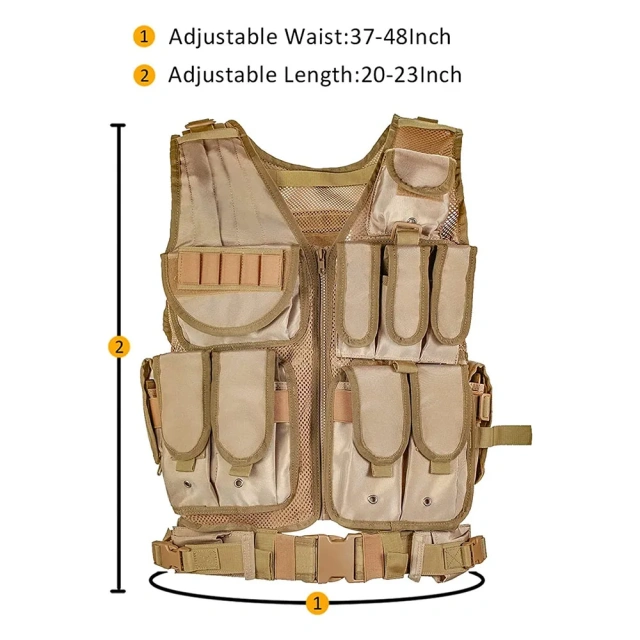 Adjustable 600D Encryption Polyester Camo Tactical Vest Outdoor Training Vest Lightweight Assault Vest for TrainingTraining Vest  Nylon Shooting Hunting Adjustable Training durable outdoors security Training vest