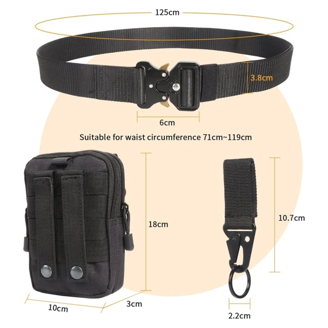 Molle Pouch Belts with Heavy Duty Quick Release Metal Buckle Security Molle Waist Bag Waist Work Tactical Belt  Camping and Everyday Use Tactical Security Duty Belts Multifunctional Flashlight Pouch Sets Utility Kit Belt Duty Belts