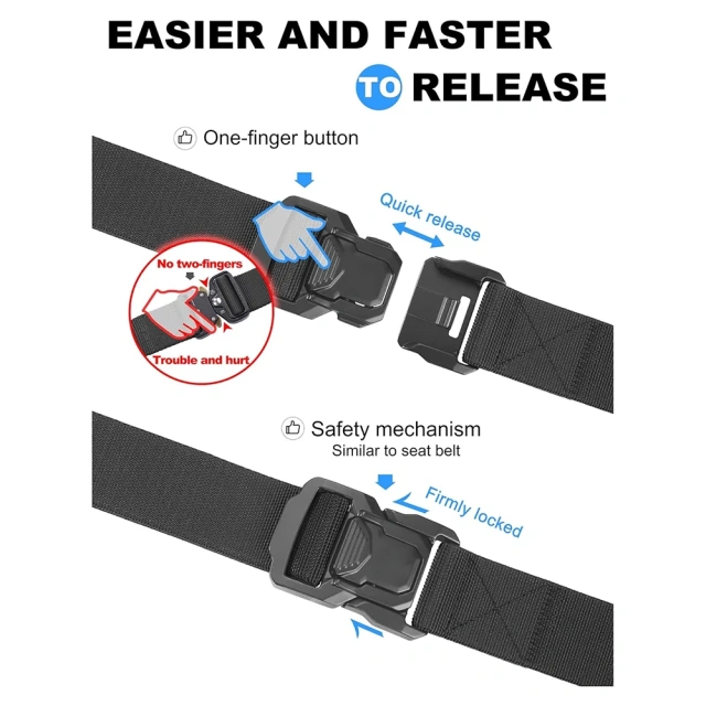 Durable Waterproof Men Nylon Web Work Belt with Quick Release Heavy Duty Buckle Wear-resistant Tactical Belt  Adjustable Quick-release Buckle hiking camping Tactical Belt sport enthusiasts Multiple tactical High Quality Duty Belts