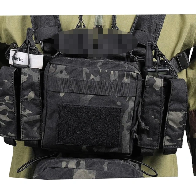 Camo Tactical Chest Rig Adjustable Detachable Tactical Molle Chest Rigs with Mag Pouch Tactical Hunting Vest Wholesale Tactical Vest for Training Hunting Good Quality Tactical Vest with Multi-Pockets Tactical Chest Vest Rig
