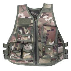 High Quality Durable Training Vest for Children Adjustable Camouflage Assault Training Vest Outdoors Games Tactical Vest Training Cross Draw Vest Wear-resistant Lightweight stab-proof Sports Training vest