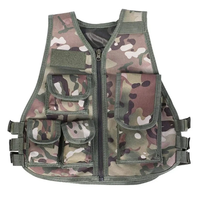 High Quality Durable Training Vest for Children Adjustable Camouflage Assault Training Vest Outdoors Games Tactical Vest Training Cross Draw Vest Wear-resistant Lightweight stab-proof Sports Training vest