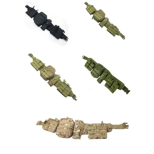 Adjustable Outdoor Quick-release Buckle Outdoor Waist Wrap Camouflage Tactical Belt Set Multi-functional Belts Accessory Bag  Wear-resistant Lightweight Reversible Ratchet Belt Nylon Web Tactical Work Belt with Automatic Slide Buckle