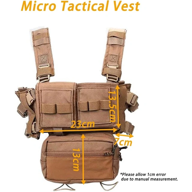 Tactical Molle Chest Rig with Mag Pouches Tactical Modular Micro Rig Nylon Tactical Vest for Hunting Training Tactical Accessories Vest Chest Rig for Outdoor Heavy Duty Tactical Vest Rig Bag Adjustable Tactical Chest Rig