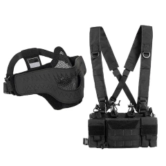 Outdoors Training Chest Rig Breathable Lightweight Training Vest for Hunting Wear-Resistant Tactical Assault Vest  Quick Release Style Vest Camo Modular Chest Set for outdoors Breathable Paintball Game