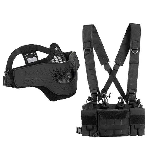 Outdoors Training Chest Rig Breathable Lightweight Training Vest for Hunting Wear-Resistant Tactical Assault Vest  Quick Release Style Vest Camo Modular Chest Set for outdoors Breathable Paintball Game