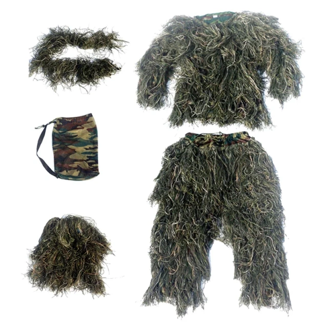 Hot Sale Kids 3D Camouflage Hunting Forest Woodland Ghillie Suit Camouflage Hunting Apparel Children's Ghillie Suit for Outdoor Lightweight Breathable Ghillie Suit Jungle Hunting Camouflage Clothing