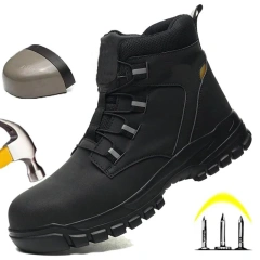 Fashionable Tactical Safety Oxford Work Boots High Quality Outdoor Hiking Sneaker Anti-smash  Protection multifunctional Boots Fashionable Oxford Boots Men Ankle Boots Tactical Outdoor Booties High Top Shoes for Men Platform wear-resistant Work Boots